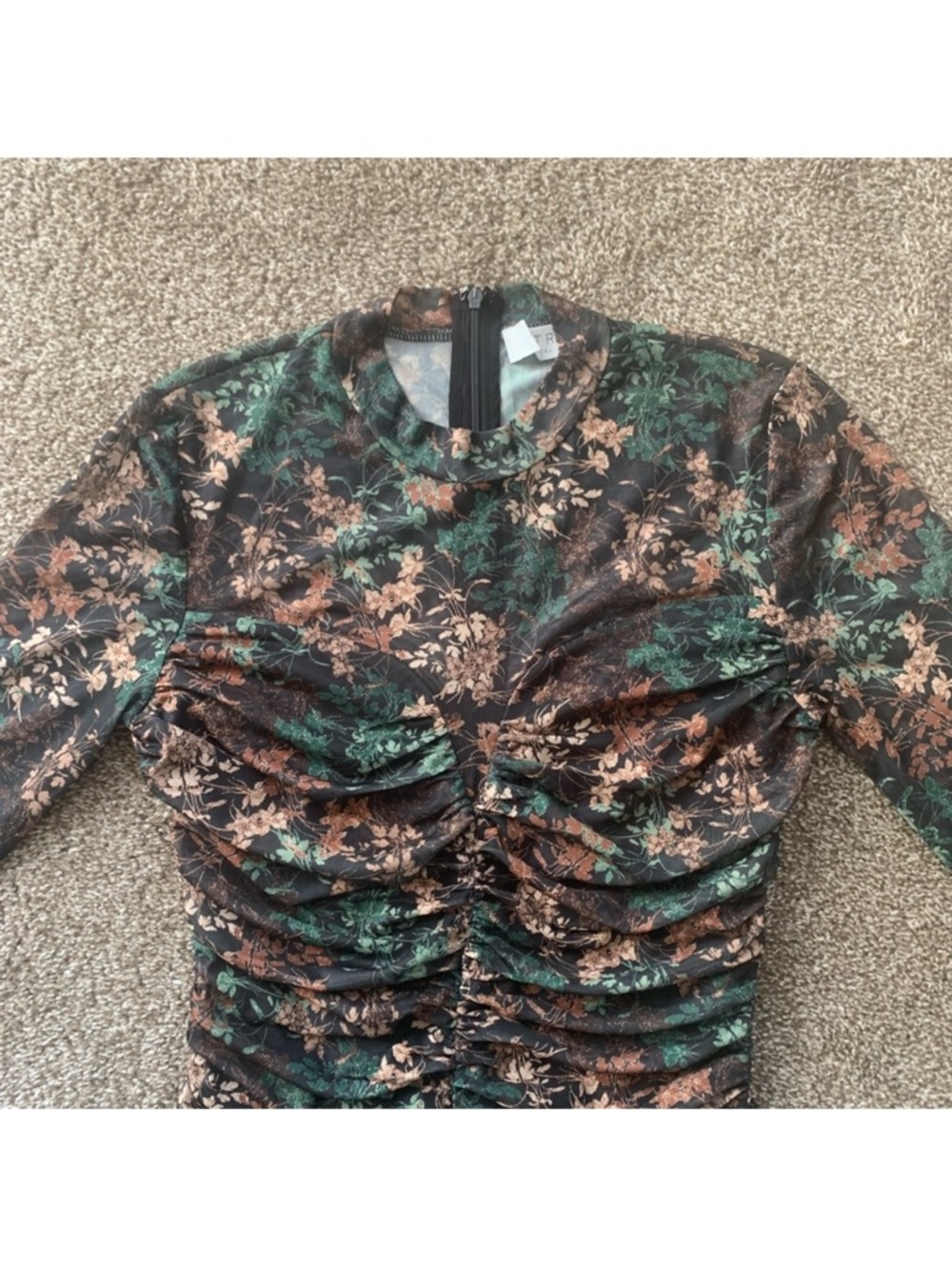 Astr Long Sleeve Ruched Midi Dress. - Picture 3 of 4